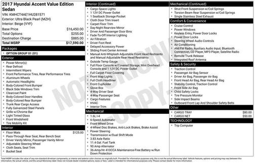 2017 Hyundai Accent Value Edition