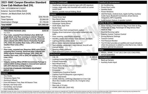 2021 GMC Canyon Elevation Standard