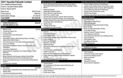 Becketts Black 2021 Hyundai PALISADE Limited