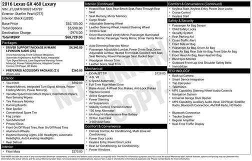 Starfire Pearl 2016 Lexus GX 460 Luxury