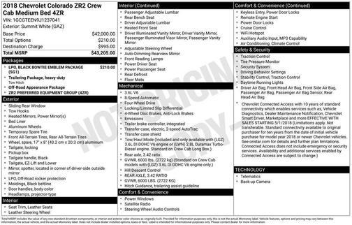 Summit White 2018 Chevrolet Colorado ZR2