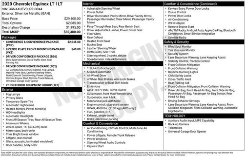 Silver Ice Metallic 2020 Chevrolet Equinox 1LT