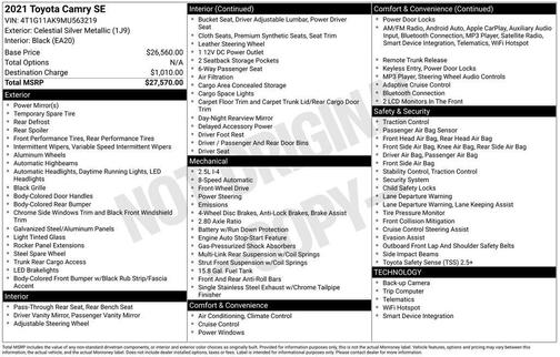 Celestial Silver Metallic 2021 Toyota Camry SE