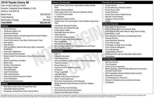Celestial Silver Metallic 2018 Toyota Camry SE