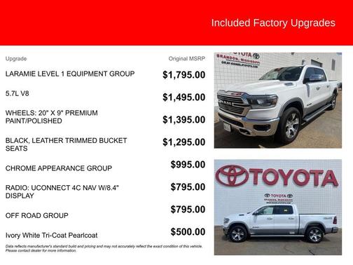 Ivory White Tri-Coat Pearlcoat 2020 RAM 1500 Laramie