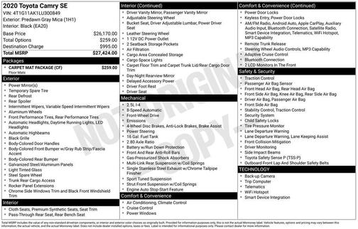 Predawn Gray Mica 2020 Toyota Camry SE