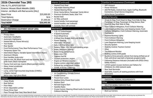 2026 Chevrolet Trax 2RS