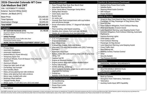 2026 Chevrolet Colorado WT
