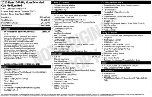 Bright White Clearcoat 2020 RAM 1500 Big Horn/Lone Star