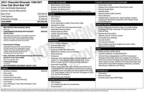 Summit White 2021 Chevrolet Silverado 1500 RST
