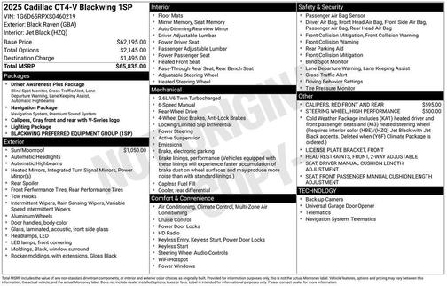 2025 Cadillac CT4-V V-Series