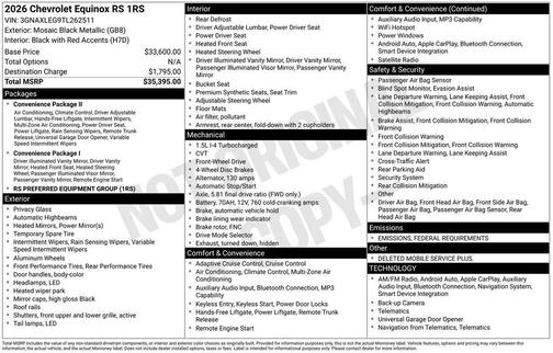 2026 Chevrolet Equinox RS