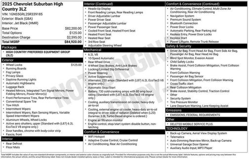 2025 Chevrolet Suburban High Country
