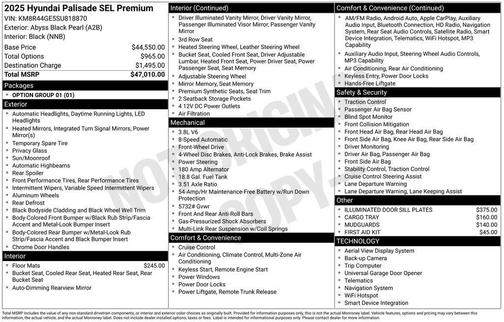 2025 Hyundai PALISADE SEL Premium
