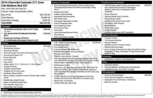 2016 Chevrolet Colorado Z71