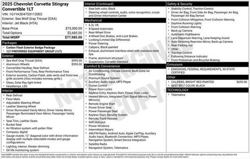 2025 Chevrolet Corvette Stingray w/1LT
