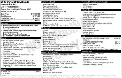2026 Chevrolet Corvette Z06