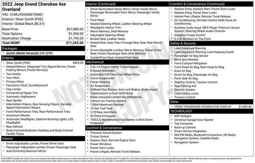 Silver Zynith 2022 Jeep Grand Cherokee 4xe Overland