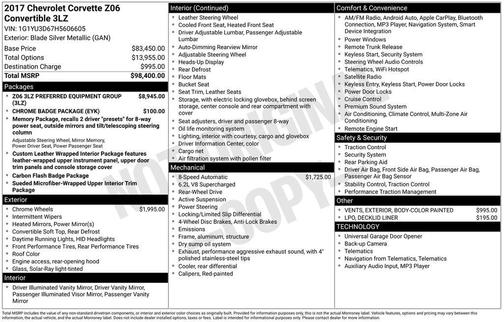 2017 Chevrolet Corvette Z06