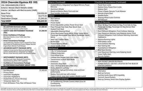 Black Metallic 2024 Chevrolet Equinox RS