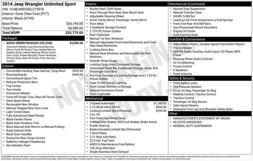 2014 Jeep Wrangler Unlimited Sport