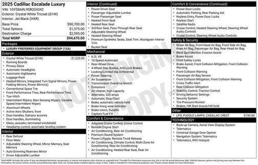 2025 Cadillac Escalade Luxury