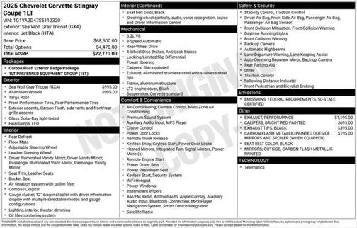 2025 Chevrolet Corvette Stingray w/1LT