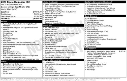 2024 Toyota Highlander XSE