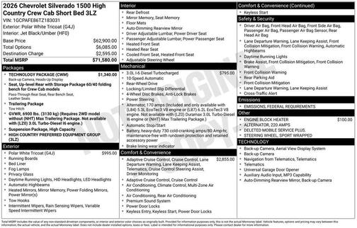 2026 Chevrolet Silverado 1500 High Country