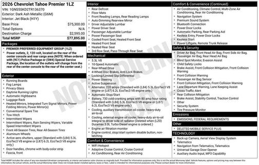 2026 Chevrolet Tahoe Premier