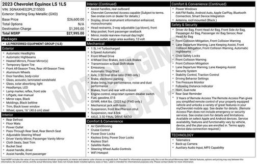 Sterling Gray Metallic 2023 Chevrolet Equinox LS