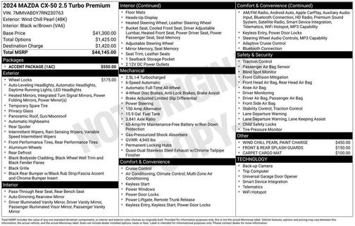 Pearl 2024 Mazda CX-50 2.5 Turbo Premium Package