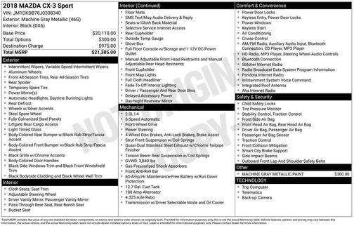 Machine Gray Metallic 2018 Mazda CX-3 Sport