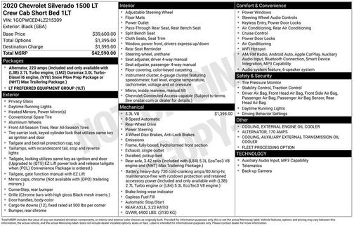 Black 2020 Chevrolet Silverado 1500 LT