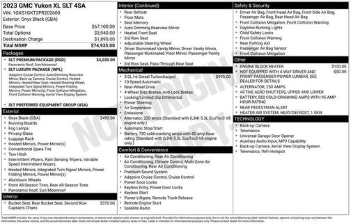 Onyx Black 2023 GMC Yukon XL SLT