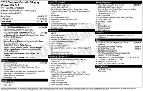 2023 Chevrolet Corvette Stingray w/3LT