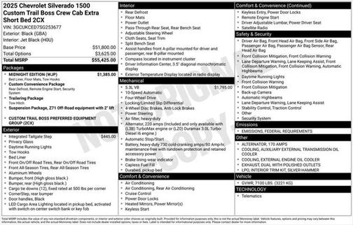 2025 Chevrolet Silverado 1500 Custom Trail Boss