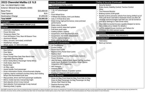 2022 Chevrolet Malibu 1LS