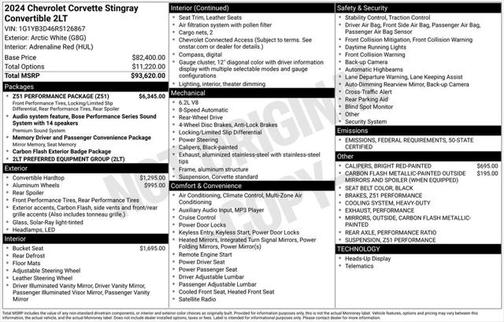 2024 Chevrolet Corvette Stingray w/2LT