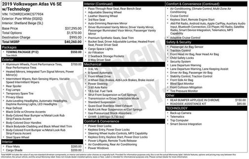2019 Volkswagen Atlas 3.6L SE w/Technology