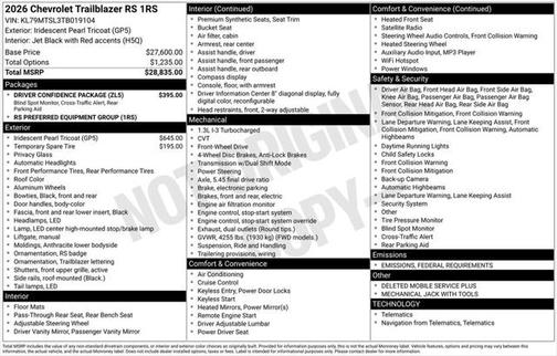 2026 Chevrolet Trailblazer RS