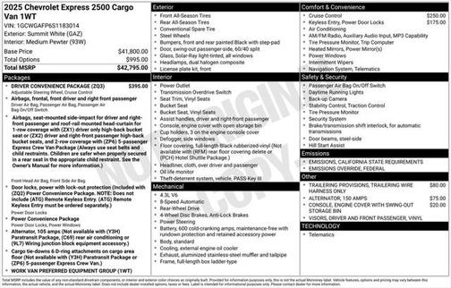 2025 Chevrolet Express 2500 Work Van