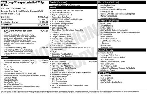 2021 Jeep Wrangler Willys