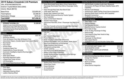 2019 Subaru Crosstrek 2.0i Premium