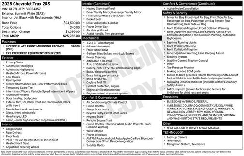 2025 Chevrolet Trax 2RS