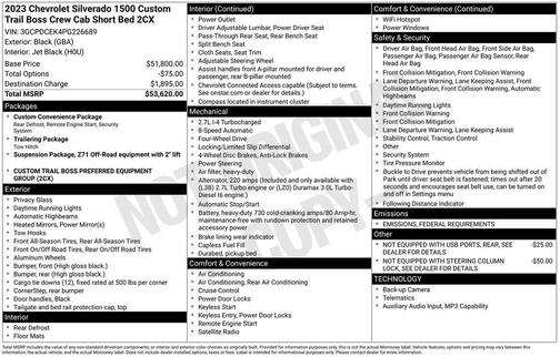 2023 Chevrolet Silverado 1500 Custom Trail Boss