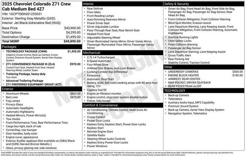Sterling Gray Metallic 2025 Chevrolet Colorado Z71