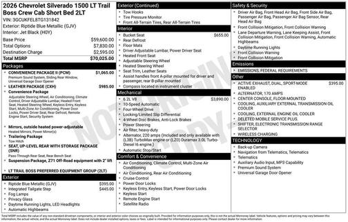 2026 Chevrolet Silverado 1500 LT Trail Boss