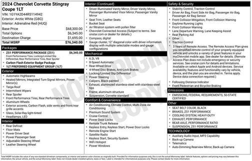 2024 Chevrolet Corvette Stingray w/1LT