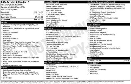 2024 Toyota Highlander LE I4